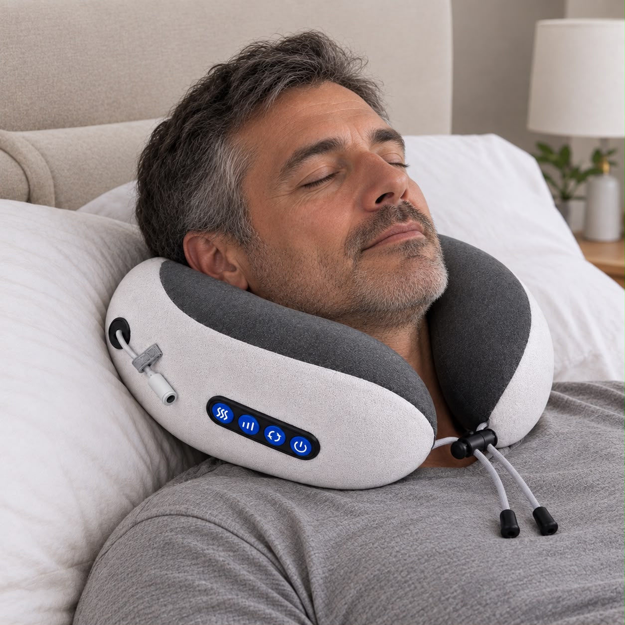Persona usando el Masajeador Almohada Cervical USB Recargable